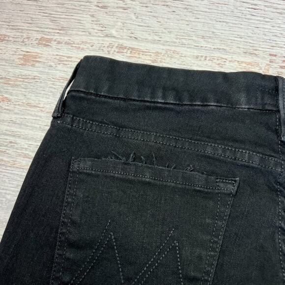 MOTHER Looker Ankle Fray Skinny Jeans SIZE 28 Guilty as Sin Black Distress Denim - Picture 15 of 15